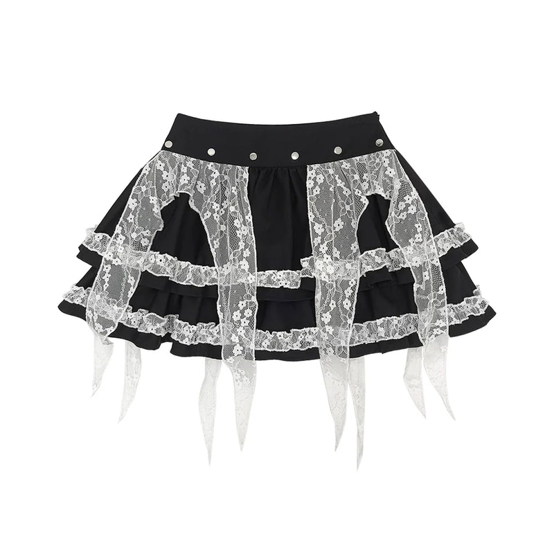 Punk Style Top + Lace Skirt