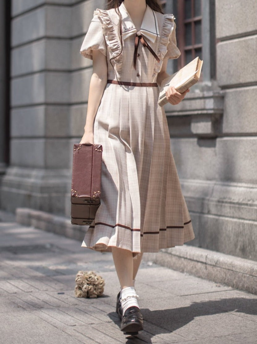 [pre-order] Ruffled Plaid Retro Dress