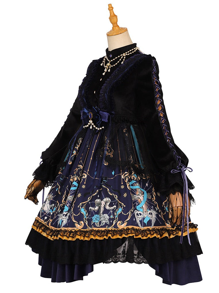 Black Retro Gothic Dark Lolita