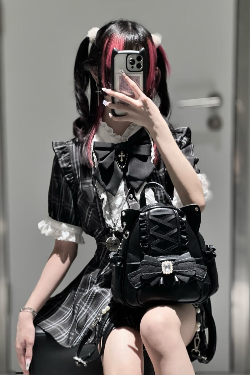 [pre-order] Cat Ear Jewel Ribbon Backpack
