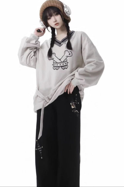 Gray Tone Shadow High End Star Cross Patch Buckle Coat Set