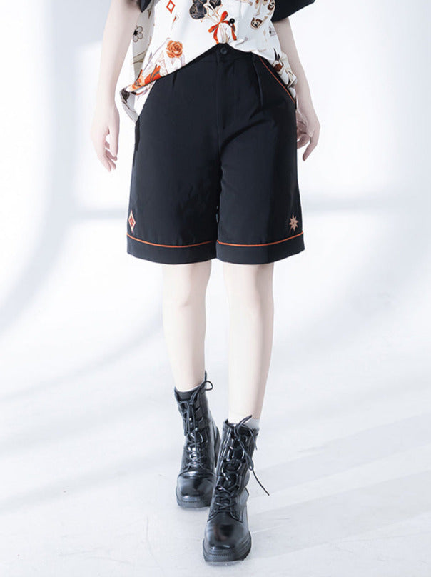 Flower Drunk Retro Print Shirt + Embroidery Shorts [pre-order]