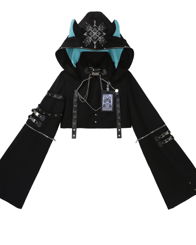 [pre-order] Daily Gothic Retro Punk Style Hooded Jacket + Pleated Jumper Skirt