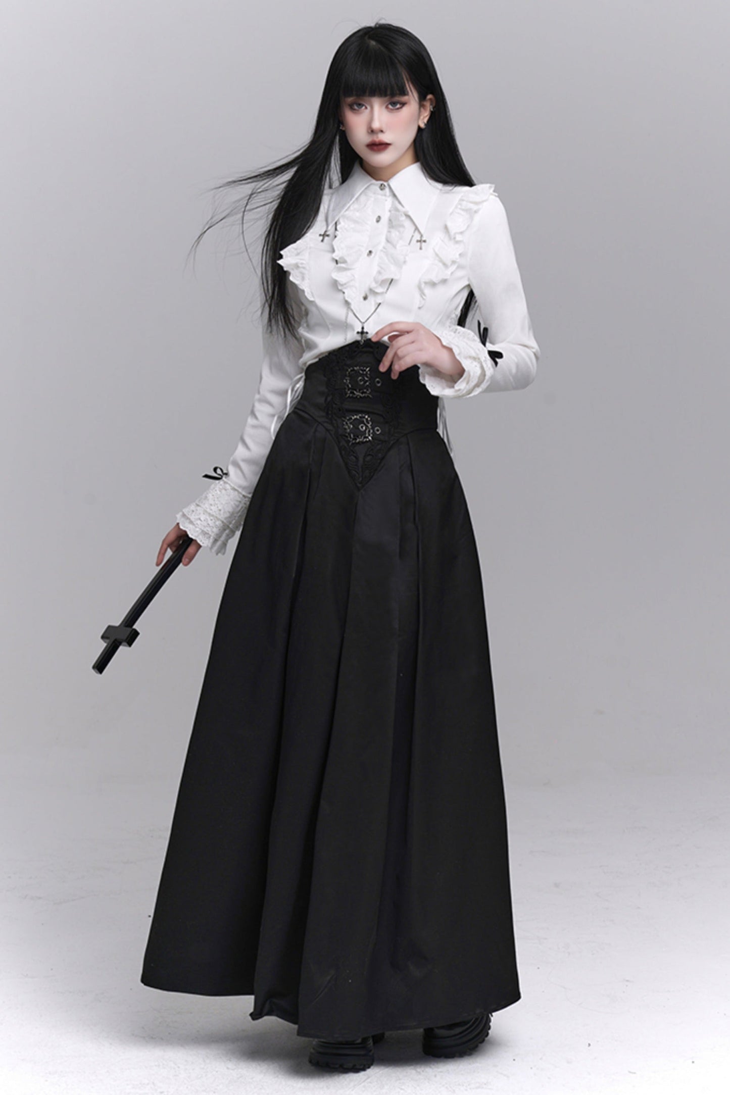 Gothic Style Subculture Top + Long Skirt