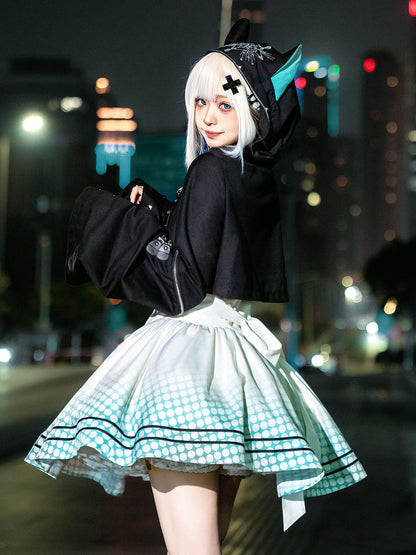 [pre-order] Daily Gothic Retro Punk Style Hooded Jacket + Pleated Jumper Skirt