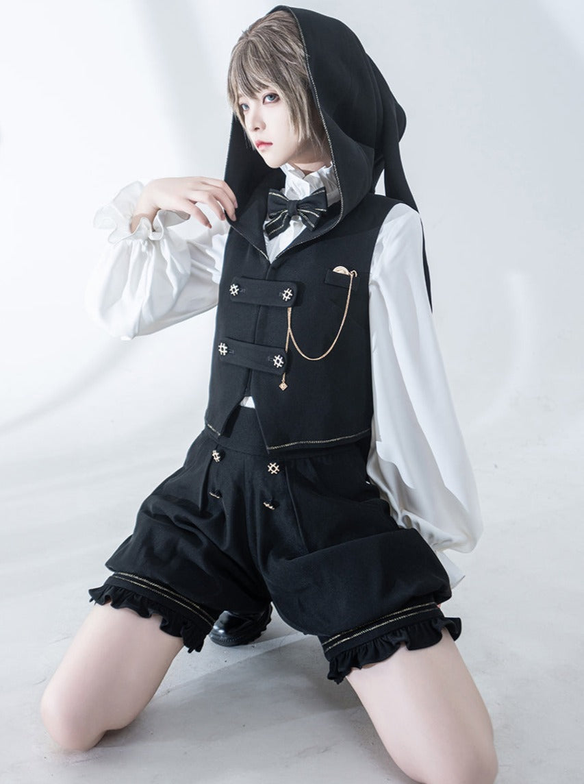 Dark Prince Hooded Cape + Rabbit Hooded Vest + Pumpkin Pants + Ruffle Shirt + Big Waist Ribbon [pre-order]