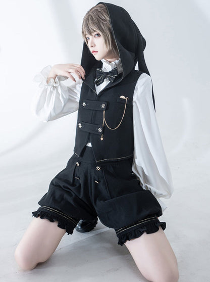 Dark Prince Hooded Cape + Rabbit Hooded Vest + Pumpkin Pants + Ruffle Shirt + Big Waist Ribbon [pre-order]