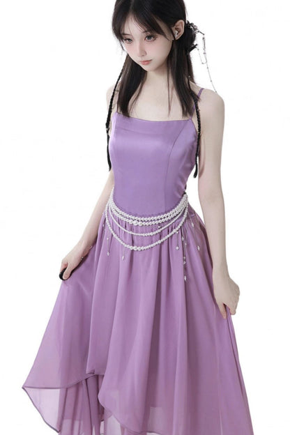 Light Smock Suspender Dress + Short Dress + China Design Sleeveless Top + Short Shirt + Pearl Accessories