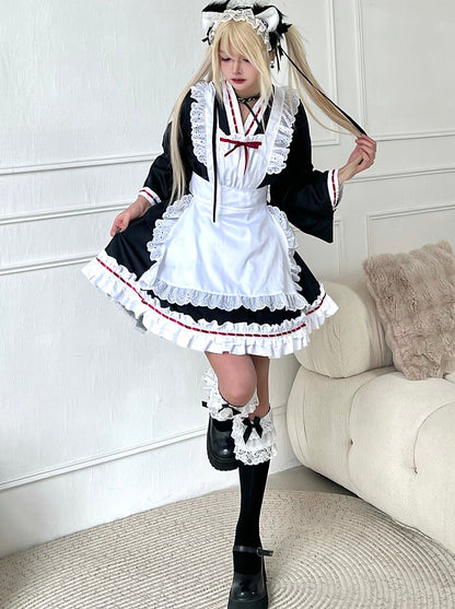 Monochrome Maid Ruffled Dress