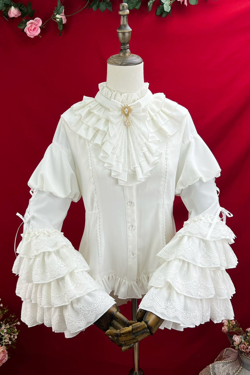 Princess Sleeve Lolita Gothic Blouse + Flare Skirt + Waist Belt