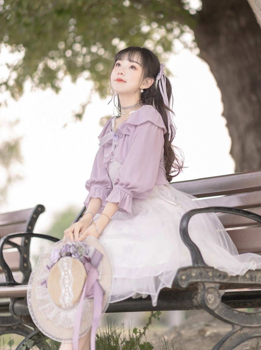 Sweet Purple Top + Flower Camisole Skirt