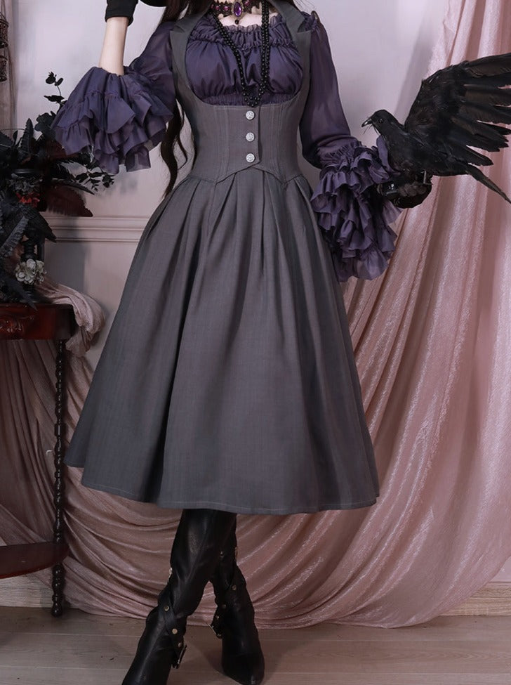 Retro Classical Lolita Skirt + Ruffled Shirt