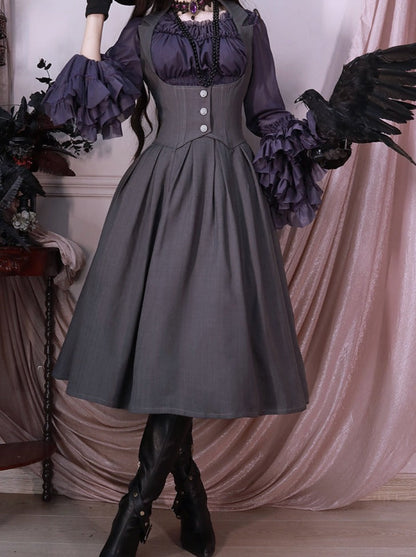 Retro Classical Lolita Skirt + Ruffled Shirt