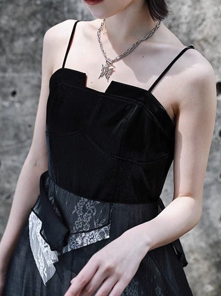 Dark Cool Paneled Asymmetric Ring Dress