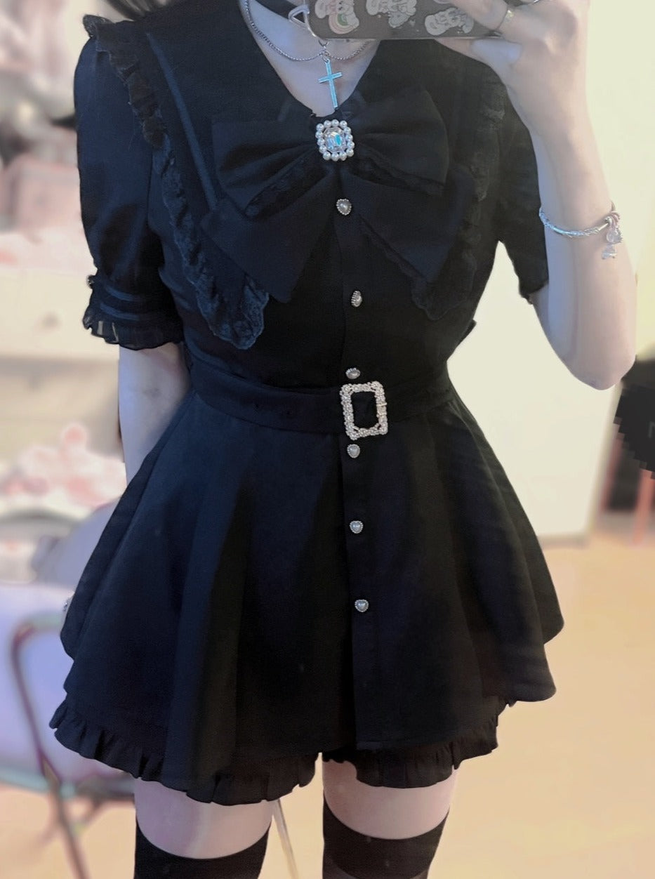 [pre-order] Ribbon Puff Sleeve Top + Ruffle Pants