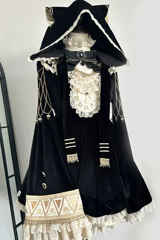 Black Cat Ruffle Clock Lolita Dress + Pumpkin Pants