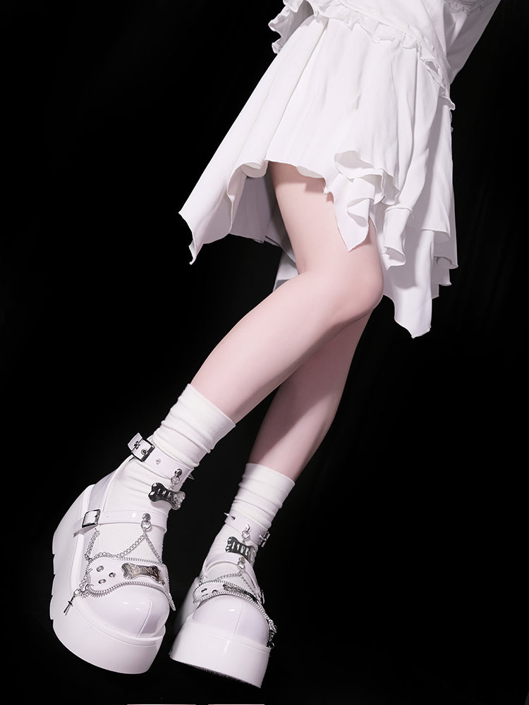 Punk Rivet Bone Millennium Platform Shoes