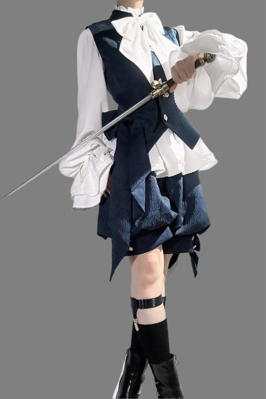 Sapphire Blue Bunny Ear Cape Jacket + Vest + Shorts
