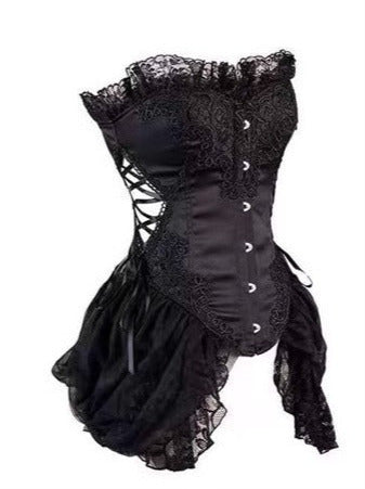Cool Spicy Black Lace Up Bustier + Tulle Skirt