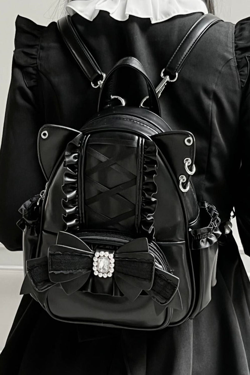 [pre-order] Cat Ear Jewel Ribbon Backpack