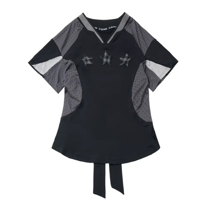 Mode Star Jersey Crew Neck Top + V Neck Top + Short Skirt + Long Skirt