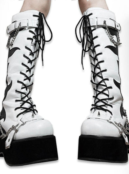 Punk Style Round Toe Platform Boots