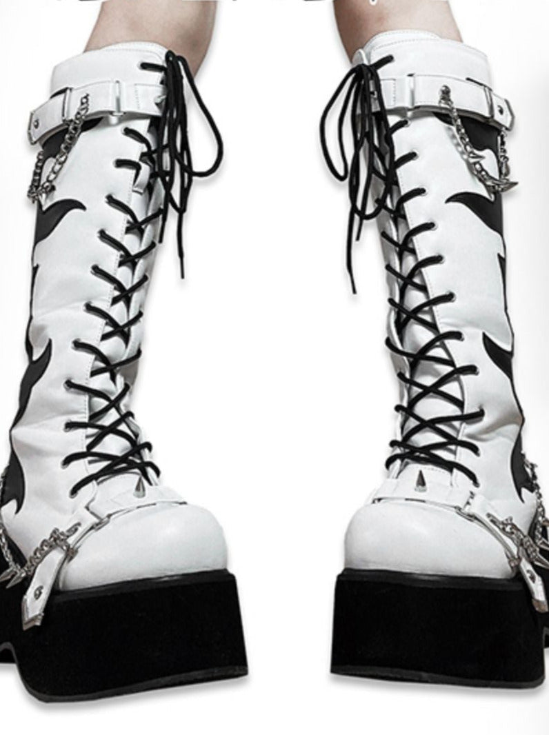 Punk Style Round Toe Platform Boots