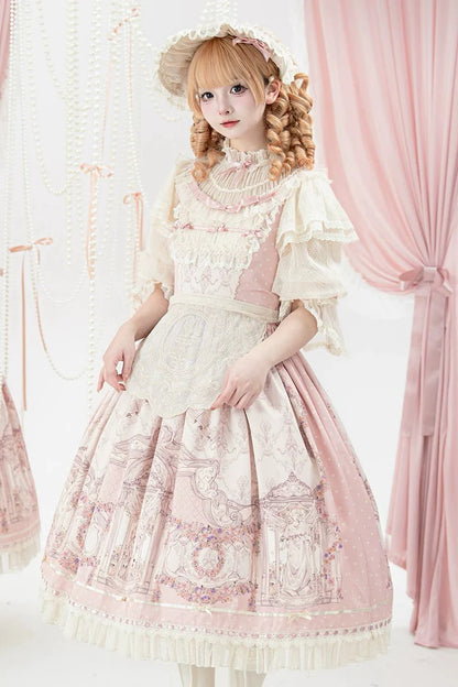 [pre-order Deadline: April 26] Rococo Lace Pink Classic Lolita Dress + Apron + Bonnet