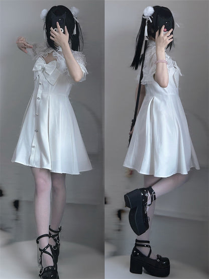 Lace Vest Cardigan Suspender Dress
