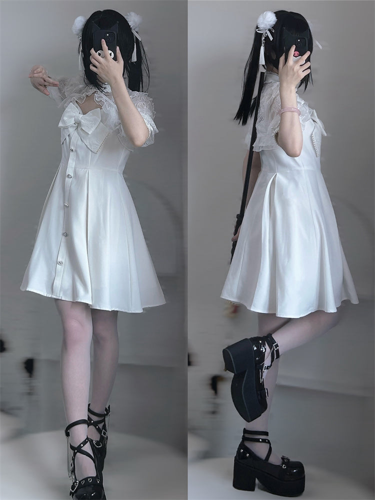 Lace Vest Cardigan Suspender Dress