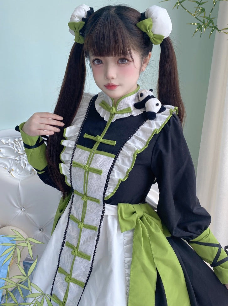 Chinese-style Red Panda Maid Lolita Dress + Accessories