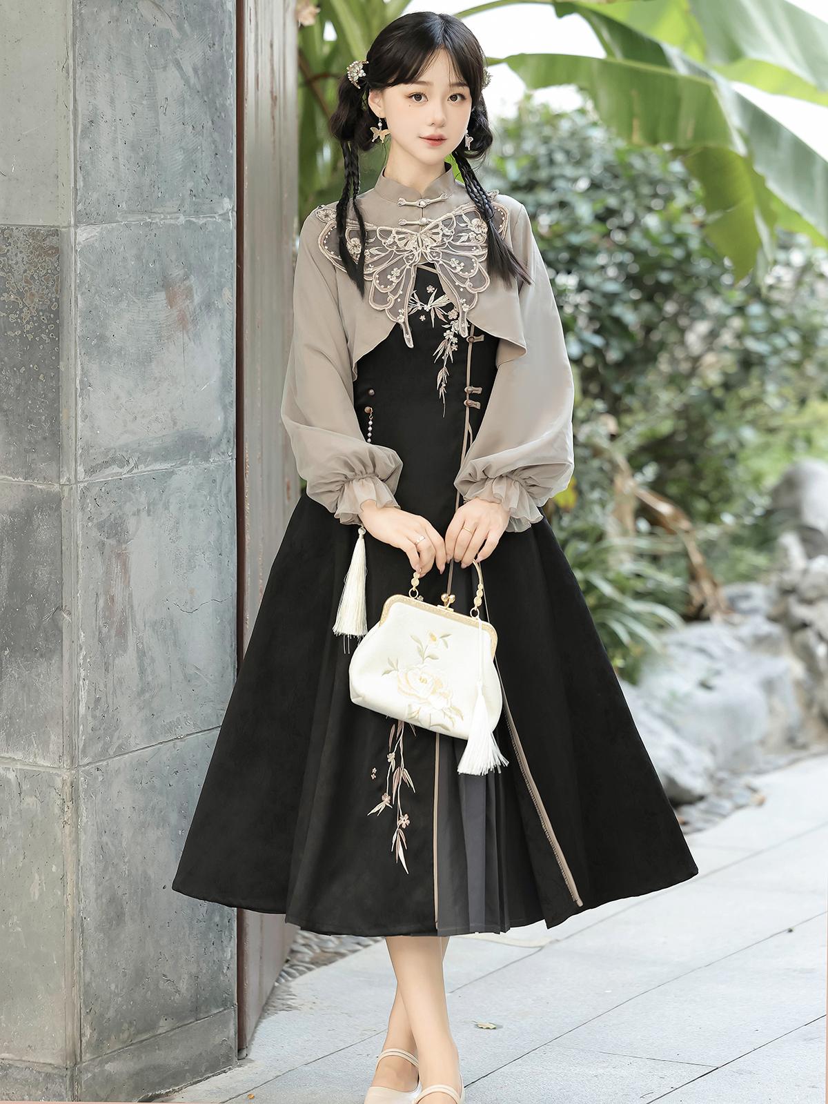 Butterfly Ember Hanfu Dress Set