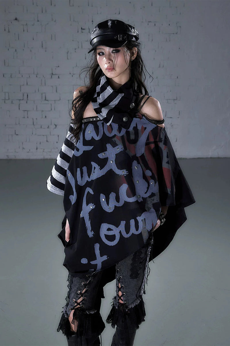 Asymmetrical Patchwork Cape Top