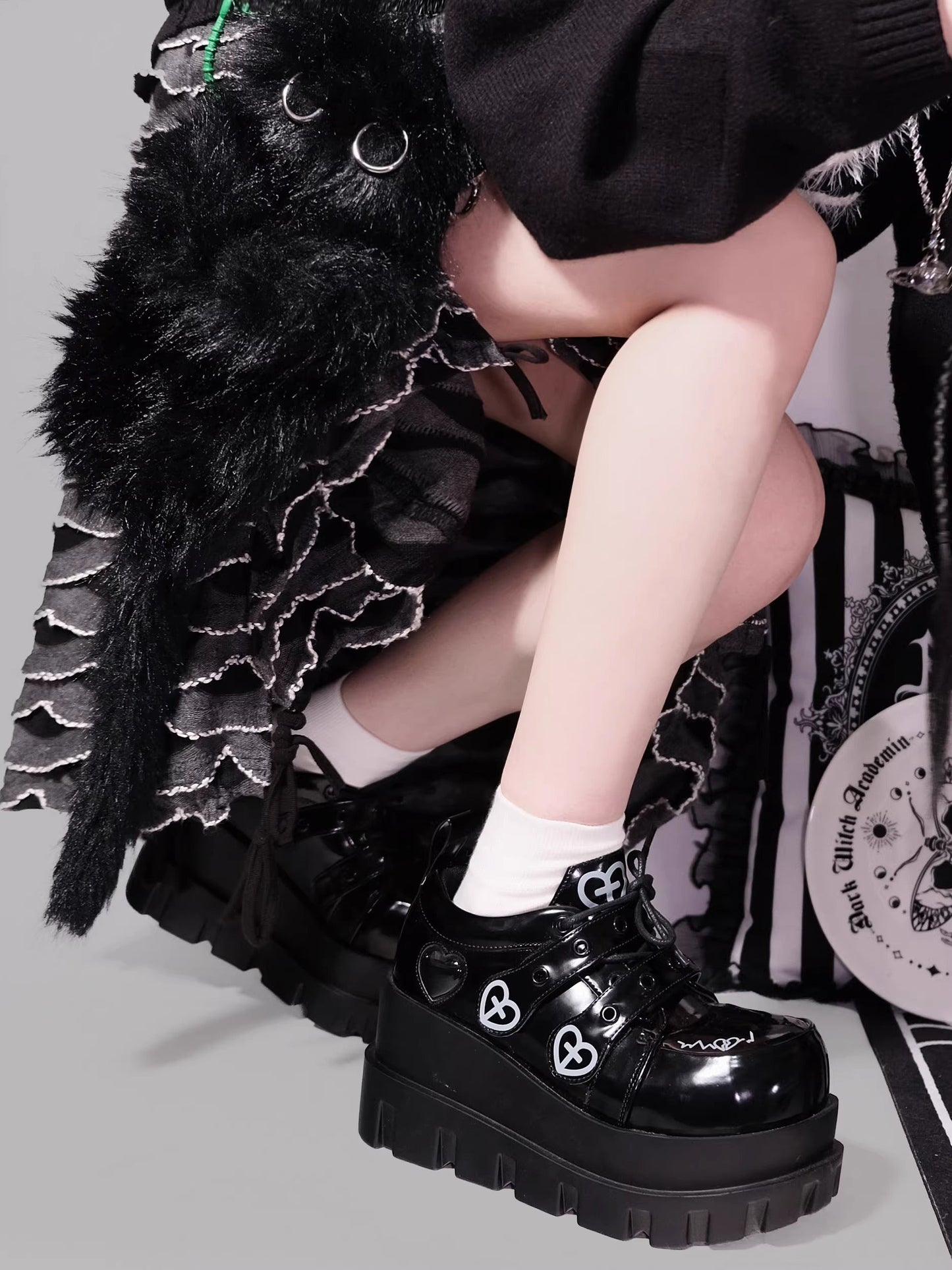 Punk Love Cross Macaron Subculture Platform Shoes