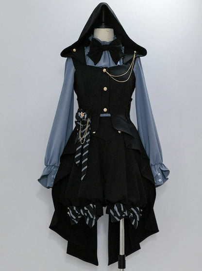 Line Prince Lolita Hooded Long Vest + Dark Blue Shirt + Balloon Ribbon Pants [pre-order]