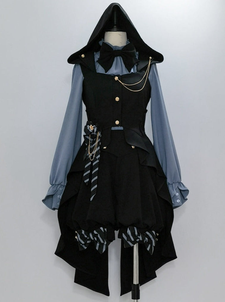Line Prince Lolita Hooded Long Vest + Dark Blue Shirt + Balloon Ribbon Pants [pre-order]