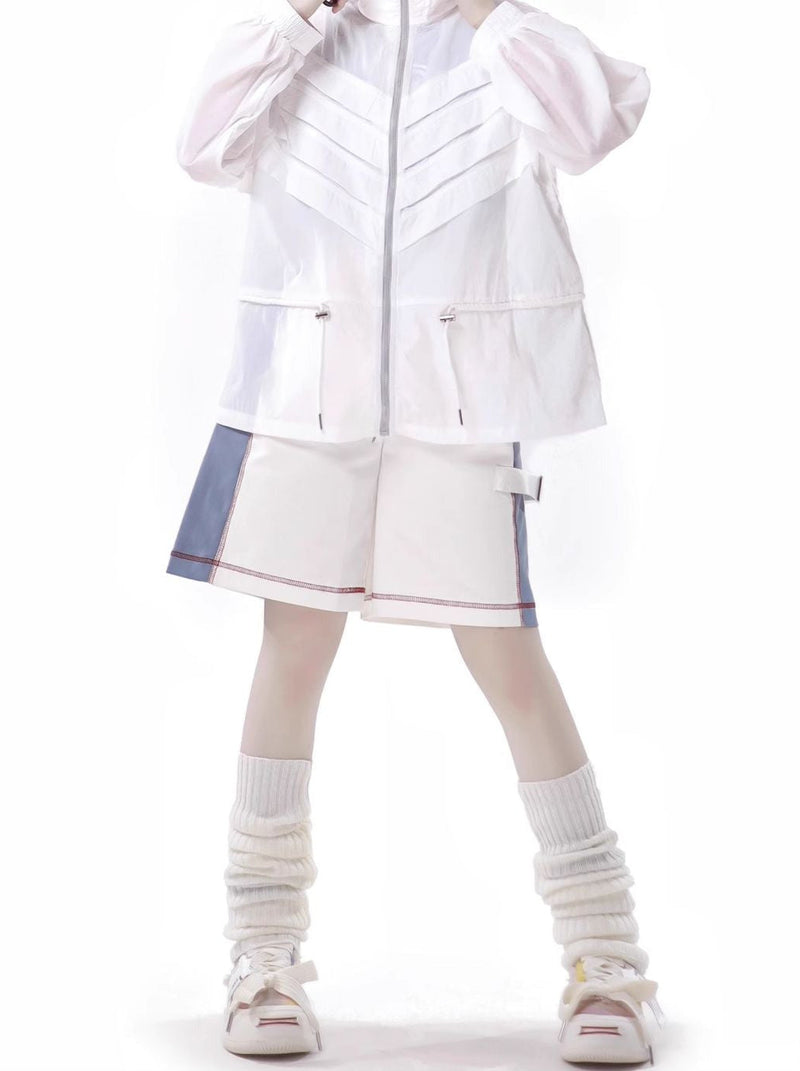 Summer Invasion Sunscreen Skeleton Jacket Blue White Fresh Color Suit