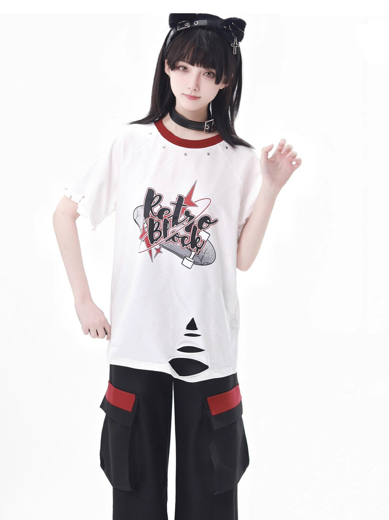Wind Boy Summer Loose Couple Ripped Suit