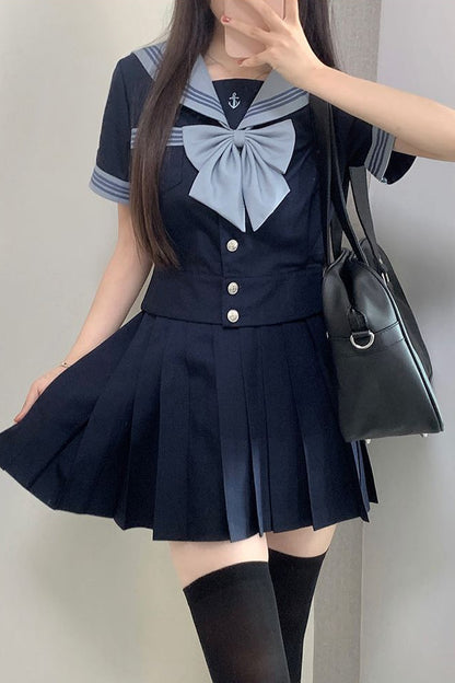 Jk Series Sailor Suit + Pleated Skirt