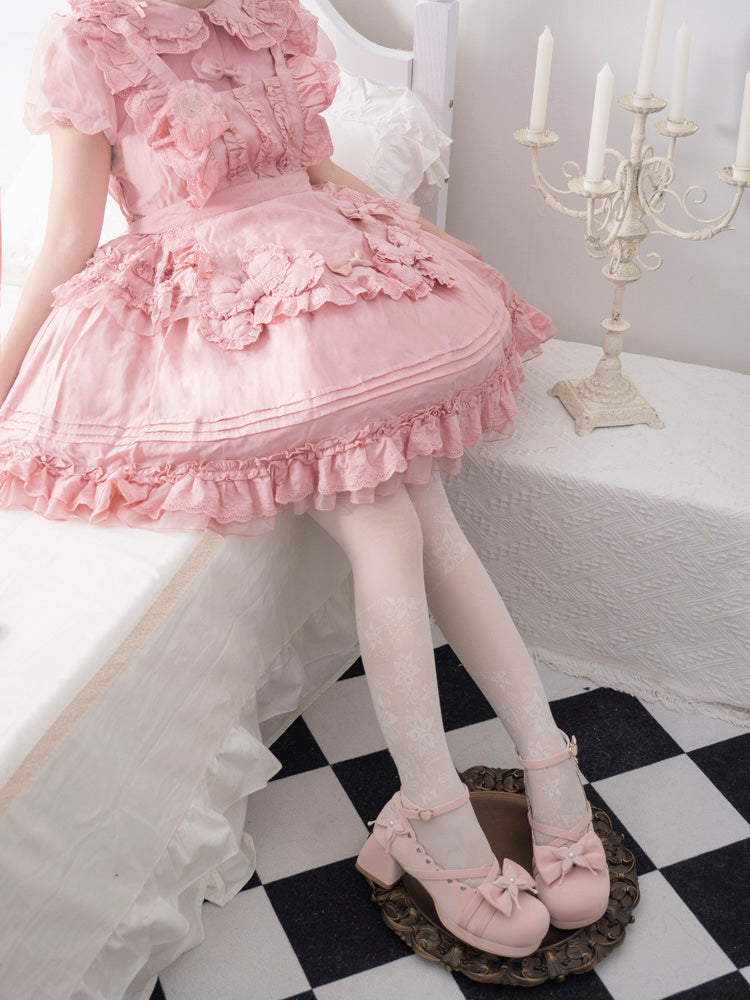 Lolita Sweet Mid-heel Round Toe Ribbon Shoes