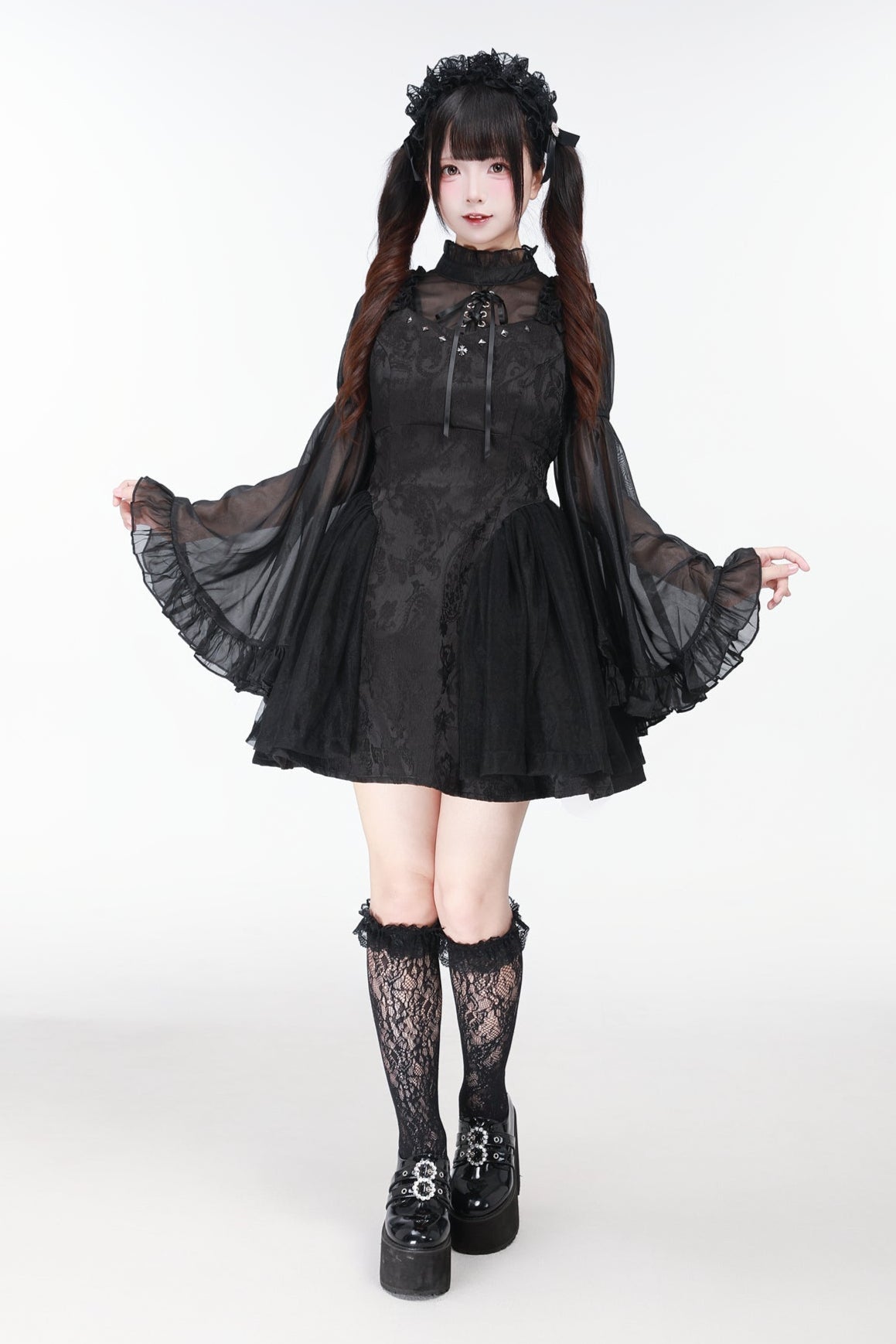 Jirai Bird Suspender Dress + Sheer Sleeve Top