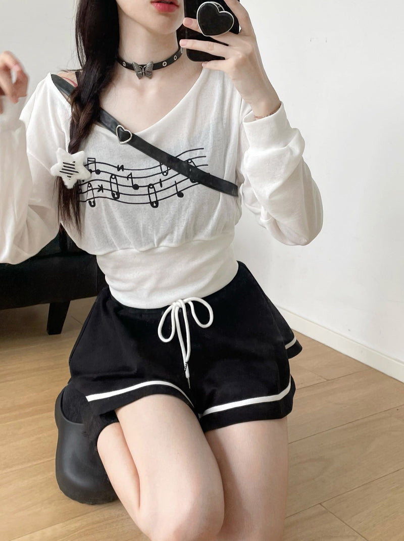 Sporty Mix Top + Hooded Hoodie + Camisole + Culottes