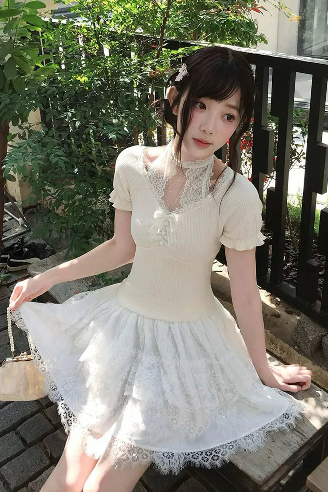 Sweet Dream Lace Halter Top + Skirt