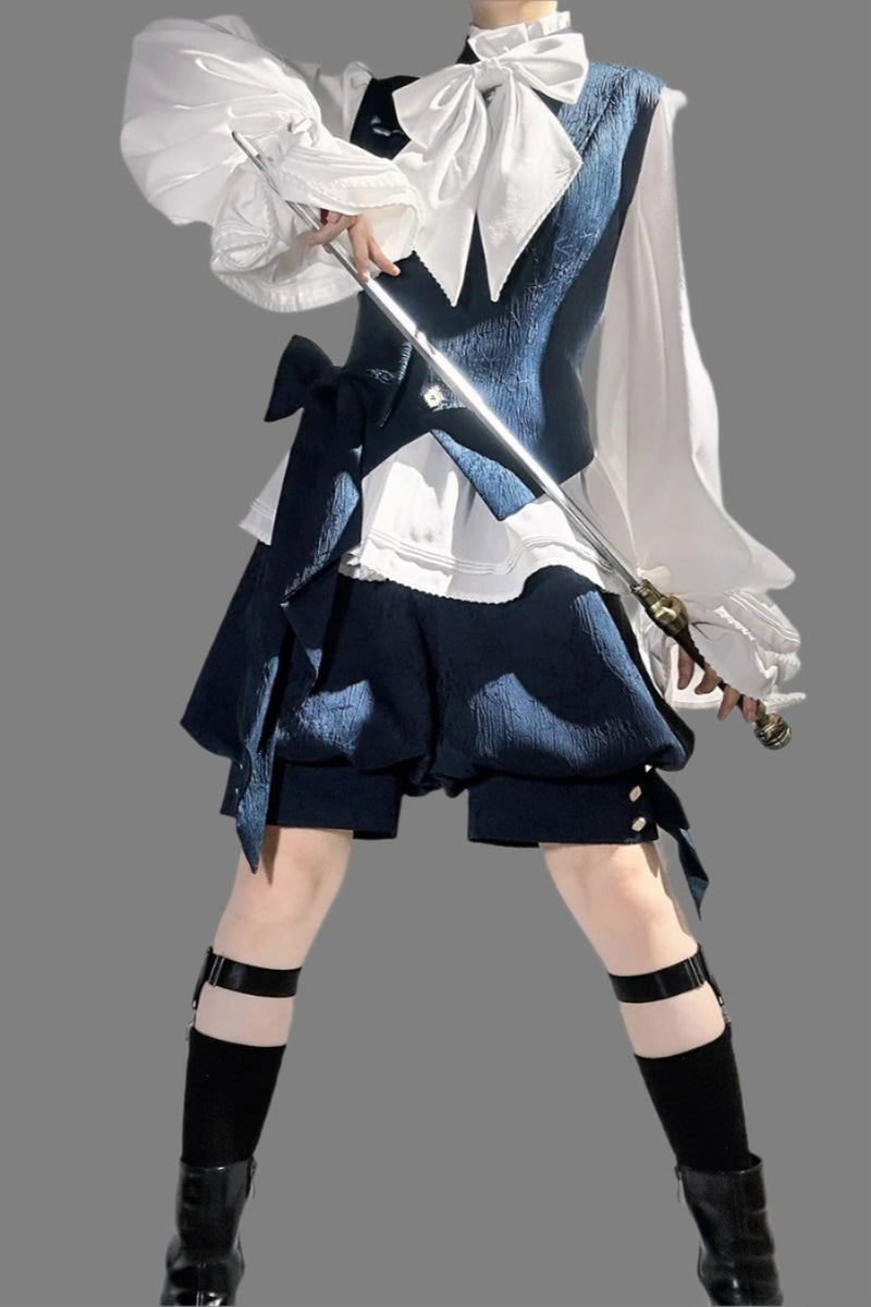 Sapphire Blue Bunny Ear Cape Jacket + Vest + Shorts
