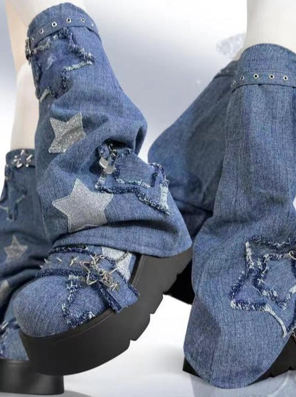 Denim Dark Platform Shoes