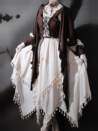 Exotic Style Dress + Vest + Cape