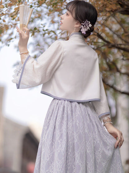 Chiffon Sweet Chinese-style Top + Skirt