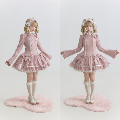 [pre-order Deadline: April 25] Phantom Cat Sweet Ribbon Stripe Lace Bell Sleeve Lolita Dress