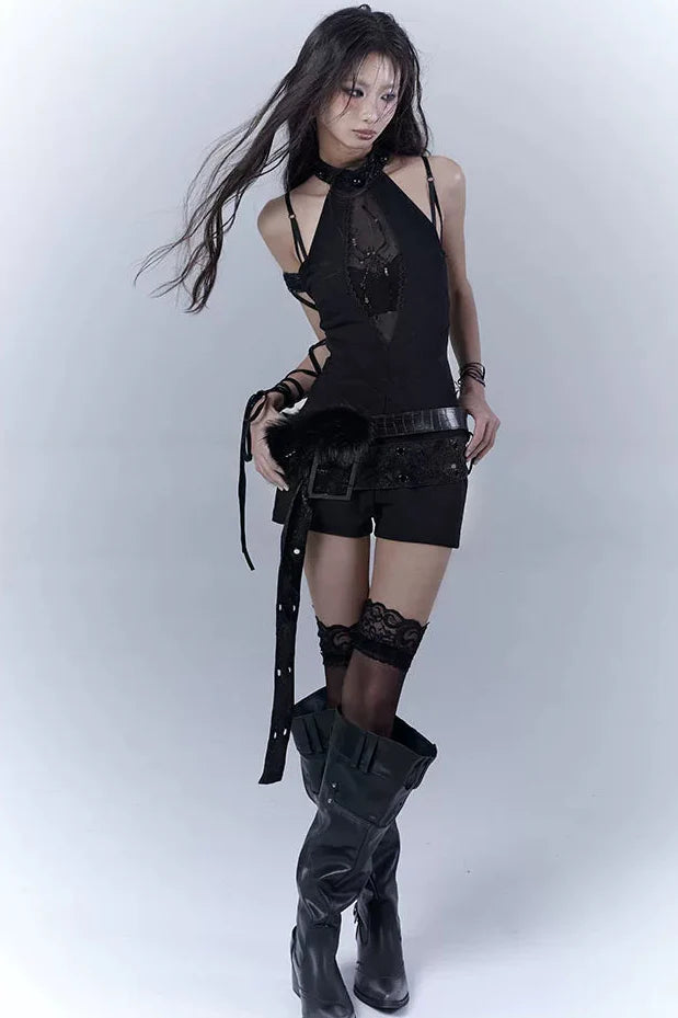 Dark Mode Sleeveless Top + Inner + Belt