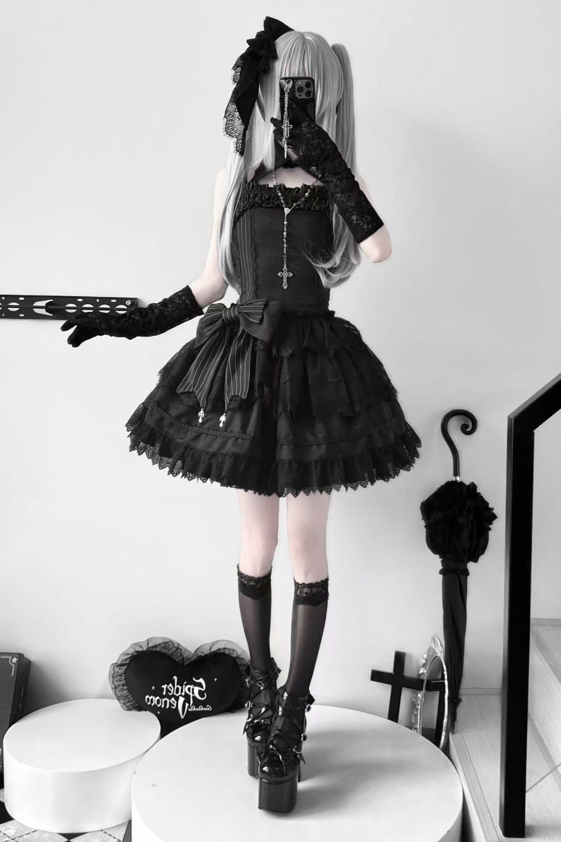 Dark Gothic Striped Slim Dress